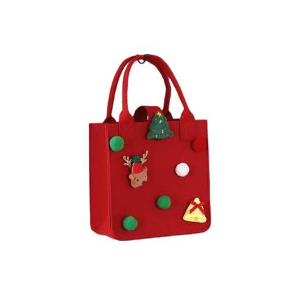 China Red Colorful Felt Bag Custom Logo Accepted Christmas Gift Bag for Ins Style for sale