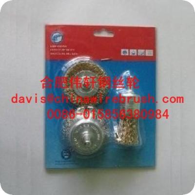 China 3pcs cup brush with shank crimped wire for sale