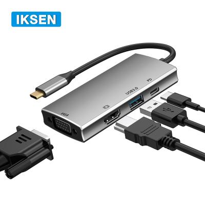 China Gray High Speed 4 in1 Space Docking Station Type-C Hub Docking Station Type-C to USB AU HUB HUB HDTV VGA USB3.0 PD100w USB C for sale