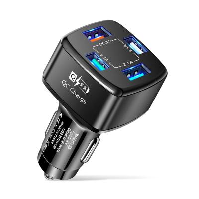 China Universal Phone Car Accessories Power Adapter 4 Ports QC3.0 Fast Charger Cigarette Lighter For iPhone 14 Laptop Flash Memory Card for sale