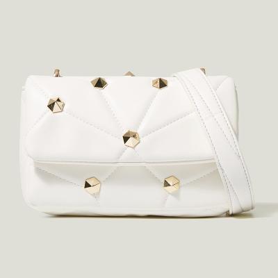 China 2021 New ZA Lady Women's Fashion Diamond Rivet Rhombus Handbags Stitching One-Shoulder Messenger Bag Flap for sale