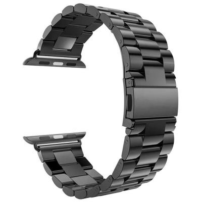 China Stainless Steel Band with Folding Clasp Business Solid Stainless Steel Metal Watchband for Apple Watch Bands 38 42 40 44 mm for sale