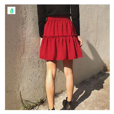 China 2021 Fashion Breathable Skirt Hot Selling Women's High Waist Point Printed Chiffon Pleated Short Skirt for sale