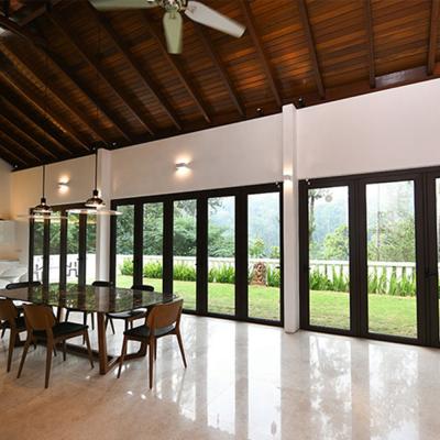 China Latest Design Commercial Interior Aluminum Glass Folding Doors Price Waterproof for sale
