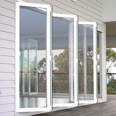 China Living Room Weatherproof Modern Design White Aluminum Frame Folding Glass Doors for sale