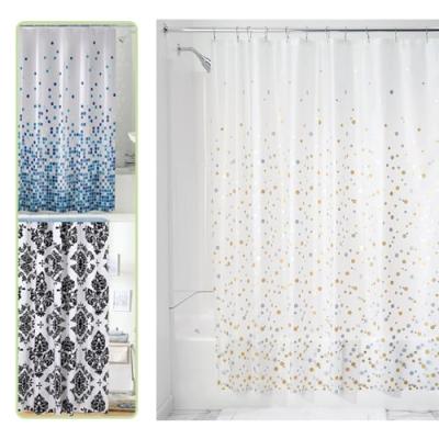 China Sustainable Waterproof Maple Leaf Printed Bath Curtain PVC Peva Plastic Shower Curtain for sale