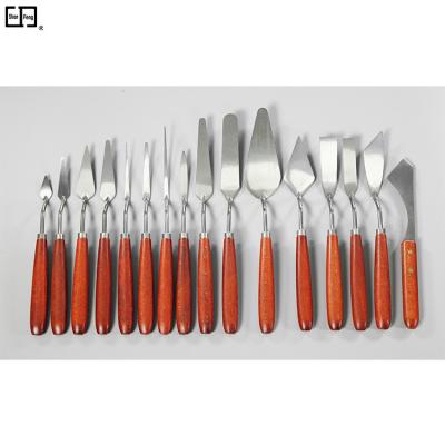 China Oil Panting Laser Welding High Speed Mahogany Handle Steel Tool Steel Oil Painting Handmade Fine Art Knife for sale