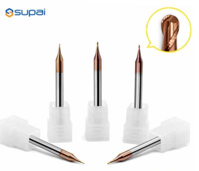 중국 구리를 위한 엔드 밀 커터를 코팅하는 극소 지름 55 코너 반경 2 플루트 DLC 판매용