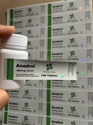 China Anadrol Oral Tablets Labels PAPER/PET/PVC Material For 50mg Plastic Bottles for sale
