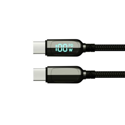 China Mobile Phone Good Quality 100W Fast Charging USB C To USB C Cable With Led Display For Laptop And Smart Phone for sale