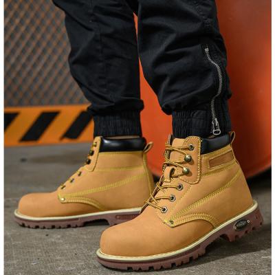 Chine Chaussures de sécurité en cuir jaune en microfibre, soule tendineuse de bœuf, chaussures de travail pour hommes à vendre