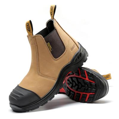 China Brown Cowhide Leather Cowhide Pu+Tpu Sole Women'S Security Boots Steel Toe Anti Smashing Steel Plate Anti Proof for sale