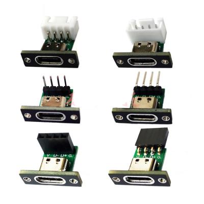 China USB Type-C 4 Pin Female Jack 2.54mm Connector Breakout PCB Board Charge Port USB Socket Type C for sale