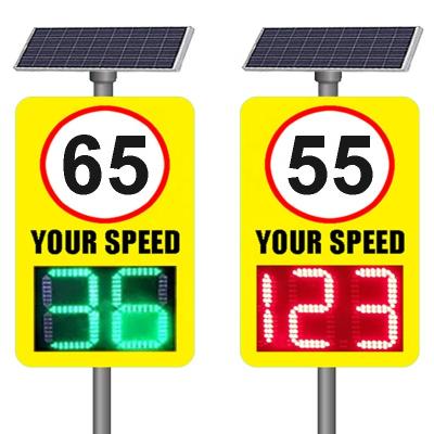 China Road Red Light Vehicle Speed Monitor 24.150Ghz Solar Powered Doppler Radar LED Speed Limit Sign 45CM*35CM for sale