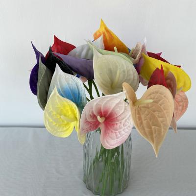 China Eco-friendly Recommend Artificial flowers Home Decoration Silk Single Stem PU Anthurium Flowers Artificial Christmas 8 Styles home decor for sale