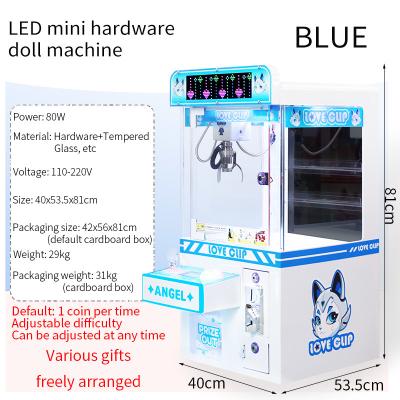 China Blauwe munt bediende LED-desktop hardware klauw arcade machine Te koop