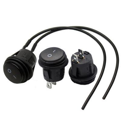 China All Purpose IP65 Waterproof 125V 10A On Switch Rocker Switch Mini 2 PIN Black Switch With Cable Handle for sale