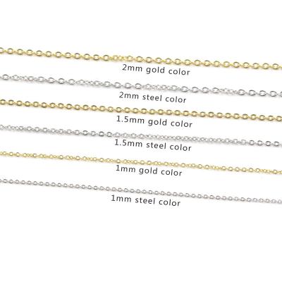 China Environmental Friendly IN Stock High Quality Indelible 18K Gold Plated Cross Necklace 1 Square Chain 55cm Stainless Steel Chain Accessories 1.5/2mm for sale