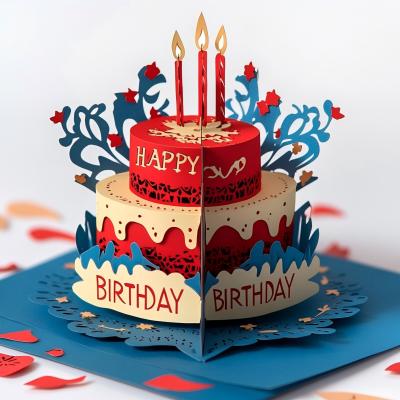 China 3D Birthday Cake Shaped Exquisite Various Designs for Modern Creative Greeting Cards Creative and Modern for sale