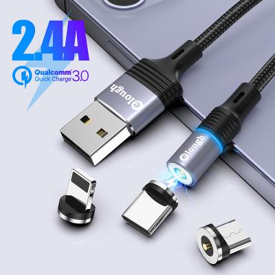 China MP3/MP4 Player Cable 360 Degree Magnetic Pigtail Charging Cable For iPhone USB Cable Fast Charging Support 2.4a Customize Logo for sale