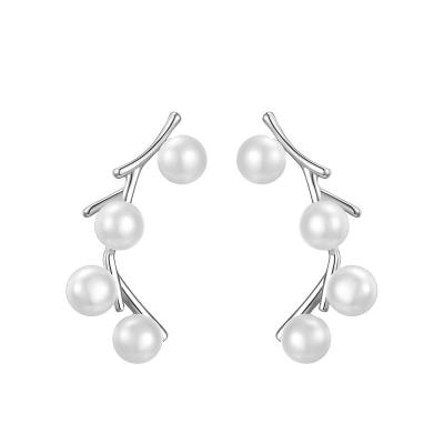 China TRENDY New Fashion Style Simple Starry Freshwater Pearl Beaded Channel Earrings for sale