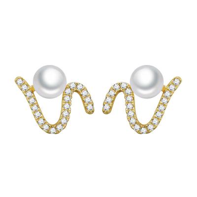 China Fashion TRENDY S Shaped Wave 925 Pearl Earrings Circles Silver Freshwater Accessories For Women for sale