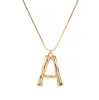 China New TRENDY 26 alloy English alphabet necklaces, personalized sweater chains for men and women, bamboo-linked chain jewelry for sale