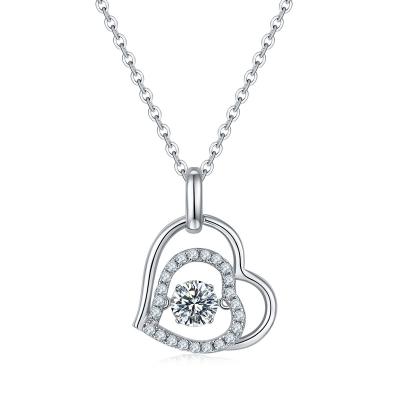 China CLASSIC Wholesale Jewelry 1.0ct D Color Lab Diamond Necklace 925 Sterling Silver Pendant VVS1 Moissanite Jumping Pendant For Women for sale