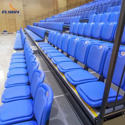 China 4-10 Rows Retractable Bleacher Seating With Silver Finish And Customizable Height for sale