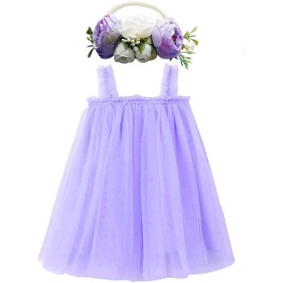 China 2022 Hot Selling Anti-wrinkle Tulle Shoulder Strap Baby Tutu Dress Layered Elastic Princess With Lining for sale