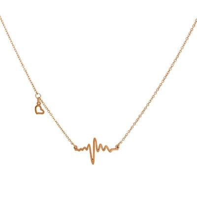 China Korean fashion CLASSIC ECG rose gold clavicle chain titanium steel chain heart temperament simple beating non-fading short necklace for sale