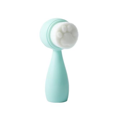 China Amazon Selling Skin Care Fiber Hot Superfine Soft Silicone Facial Brush Deep Pore Cleansing Sweep Nylon Face Wash Brush With Mini Handle for sale