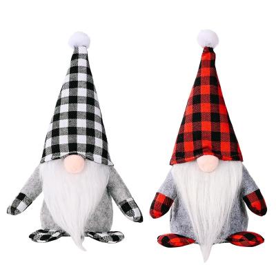 China 2 Styles Christmas Plaid Hat Rudolph Faceless Plush Doll Nordic Home Decoration Gifts Ornaments Children's Gifts for sale
