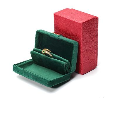 China Velvet Hanhong Custom Logo Luxury Green Jewelry Box for Earrings Bracelet Necklace Ring for sale