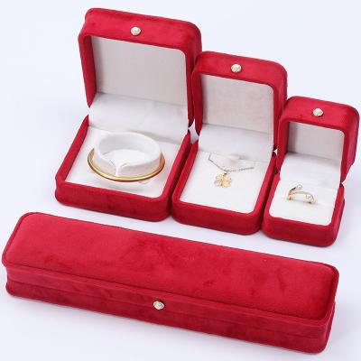 China Wholesale Manufacturing Luxury velvet Jewellery packaging Box Custom logo Necklace Bracelet Earrings Ring Packaging red Velvet Jewelry Box for sale