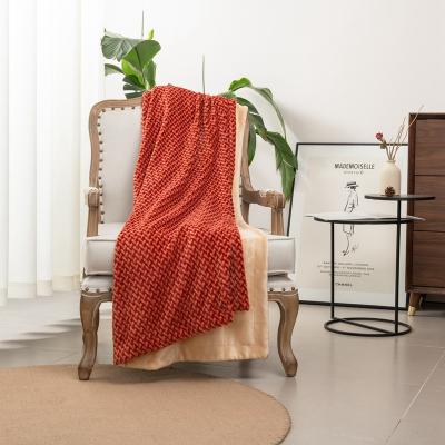 China Anti-Static 100% Polyester Two Sides Sherpa And Cationic Jacquard Fleece Blankets Flannel for winter for sale
