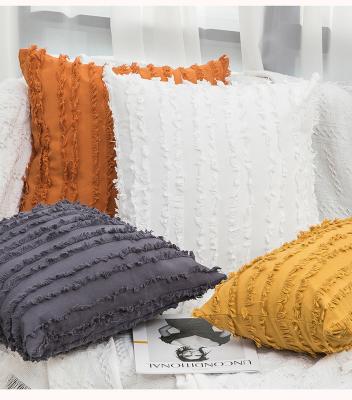 China Anti-Static Hot Selling 45*45cm 50*50cm Luxury macrame throw pillow cotton and linen solid color sofa cover for sale