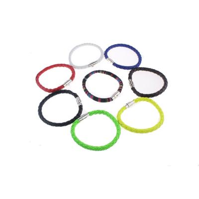 China Magnetic Bracelets Men Women Bracelet Lucky Leather Braided Rope Clasp Bracelet New Design Simple Bangles for sale