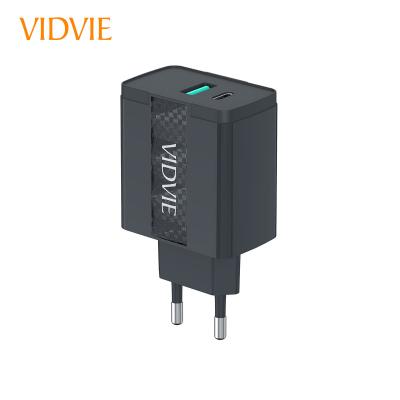 China Universal Black USB Mode 2 Ports PD 20W Head Fast Charging EU Plug In Mobile USB Charger Adapter With Retail Package for sale