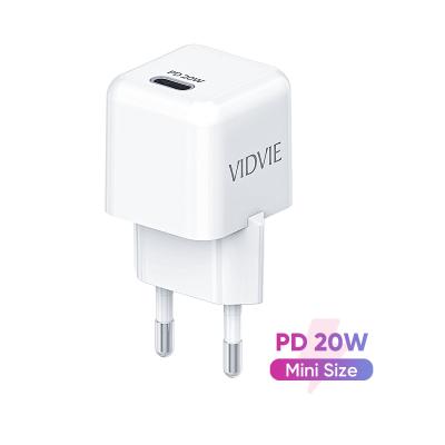 China Universal VIDVIE Palladium 20W Portable Fast Travel Charger USB C Rapid Charger for iPhone 12 Mini Pro Max for sale