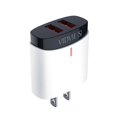 China Universal VIDVIE S Top Quality 2.4A Fast Charging USB USA Plug Phone Charger With Cable for sale