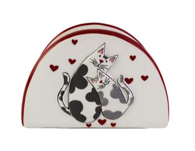 China Sustainable Ceramic Cute Cat Tissue Holder Kitty Towel Holder for sale