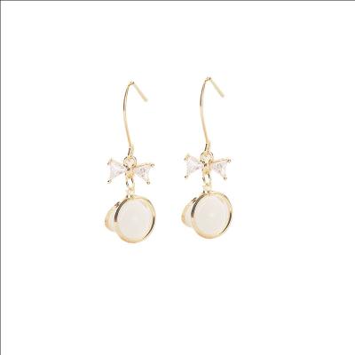 China TRENDY 2023 new style Cute bow Tie cat's eye 925 silver needle Earrings,for Women Wedding Engagement Earring Jewelry Teen Girls for sale