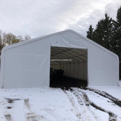 China Used For Storage Workshop W40 x L80 x H22 Double Truss Warehouse Storage Shelter for sale