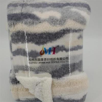 China Soft JMH Custom Design Grey 300Gsm Artificial Rabbit Hair Bed Weighted Blankets For Winter Double Layer for sale