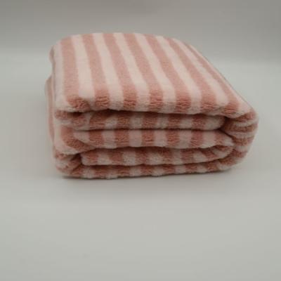 China Soft JMH Custom Design Pink 370Gsm Artificial Rabbit Hair Winter GG Double Layer Polyester Throw Blanket for sale
