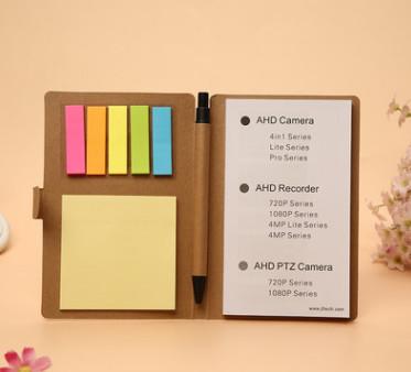 China Eco Kraft Journal Notebook Notepad With Sticky Notes With Sticky Notes And Pen for sale