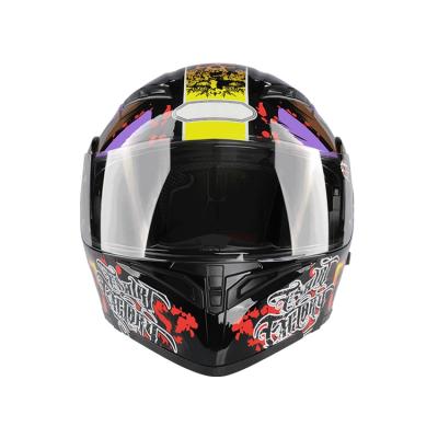 China OFUN Fashion Decals Flip Up Open Motorcycle Helmet With Sun Visor for sale