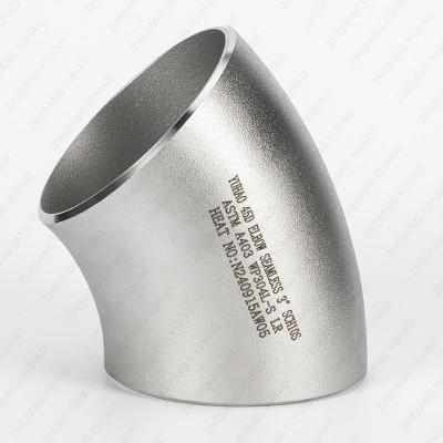 China DIN ANSI JIS ASME Stainless Steel 45 Degree Elbow Butt Welding Pipe Fittings for sale