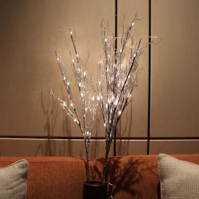 China Silver Roots Lights Branches Light 100cm Floral Artificial Lighted Fairy Lights LED Silver Roots Twig Branch For Home Office Hotel Decoration for sale